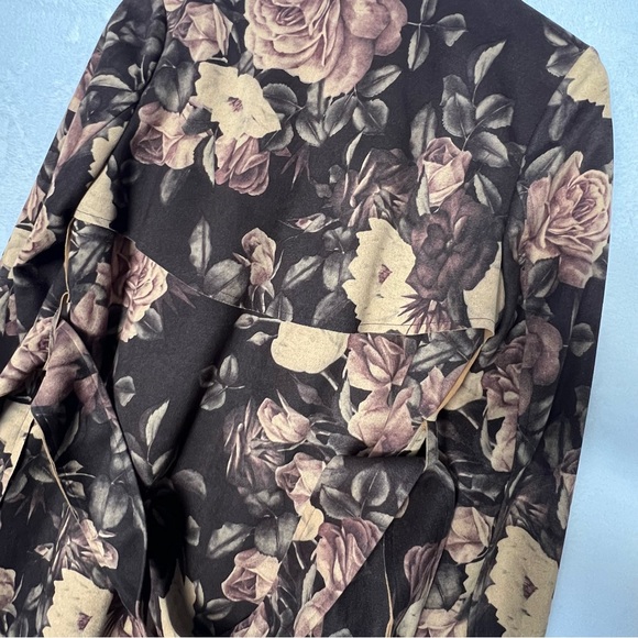 Anthropologie Solitaire plum floral faux suede tie jacket dark romance size - Picture 7 of 8